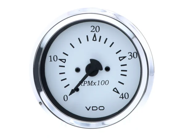 VDO Cockpit Marine 85MM (3-3/8") Diesel Tachometer - 4000 RPM - White Dial/Chrome Bezel