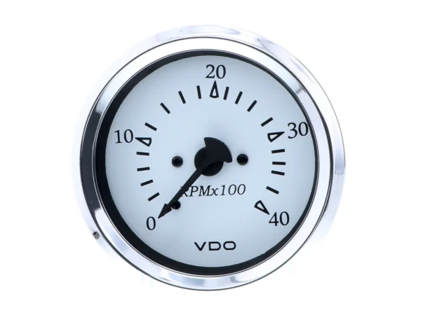 VDO Cockpit Marine 85MM (3-3/8") Diesel Tachometer - Alternator Input - White Dial/Chrome Bezel