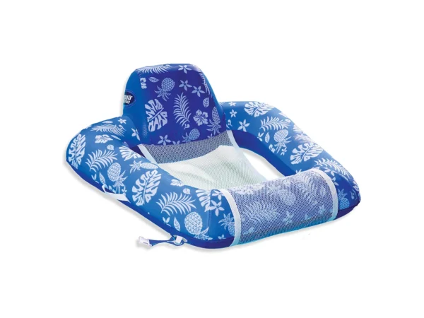 Aqua Leisure Supreme Zero Gravity Chair Hibiscus Pineapple Royal Blue w/Docking Attachment