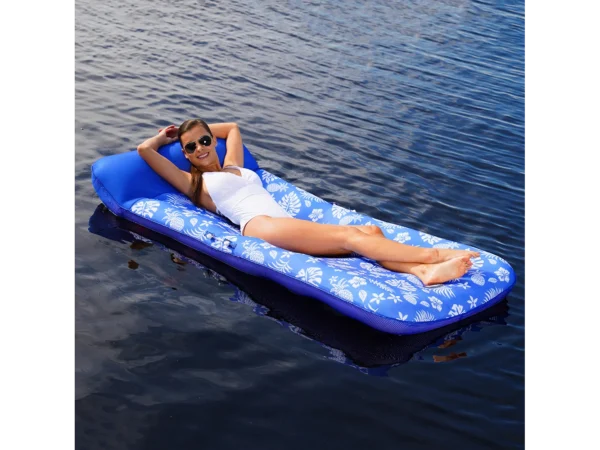 Aqua Leisure Supreme Oversized Controued Lounge Hibiscus Pineapple Royal Blue w/Docking Attachment - Image 2