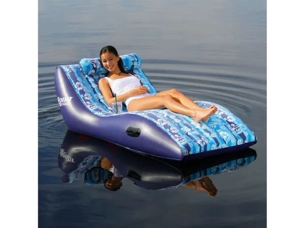 Aqua Leisure Ultra Cushioned Comfort Lounge Hawaiian Wave Print w/Adjustable Pillow - Image 2