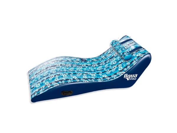 Aqua Leisure Ultra Cushioned Comfort Lounge Hawaiian Wave Print w/Adjustable Pillow