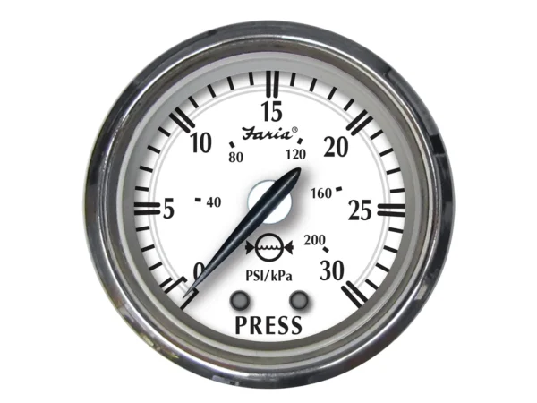 Faria Newport SS 2" Water Pressure Gauge Kit - 0 to 30 PSI