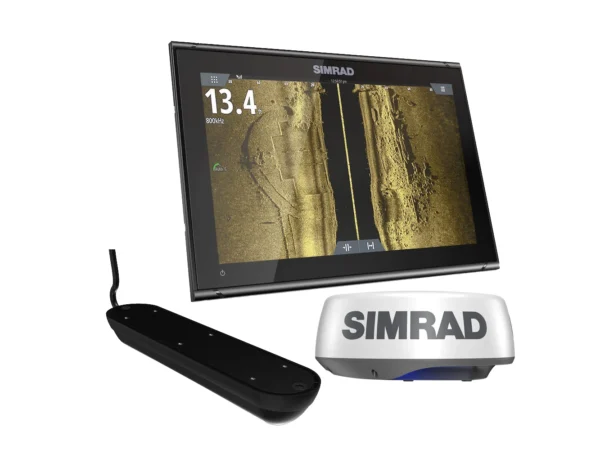 Simrad GO9 XSE Chartplotter Radar Bundle HALO20+ & Active Imaging 3-in-1 Transom Mount Transducer & C-MAP Discover Chart