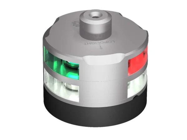 Lopolight Series 201-007 - Tri-Color Navigation/Anchor/Windex Light - 2NM - Horizontal Mount - Silver Housing