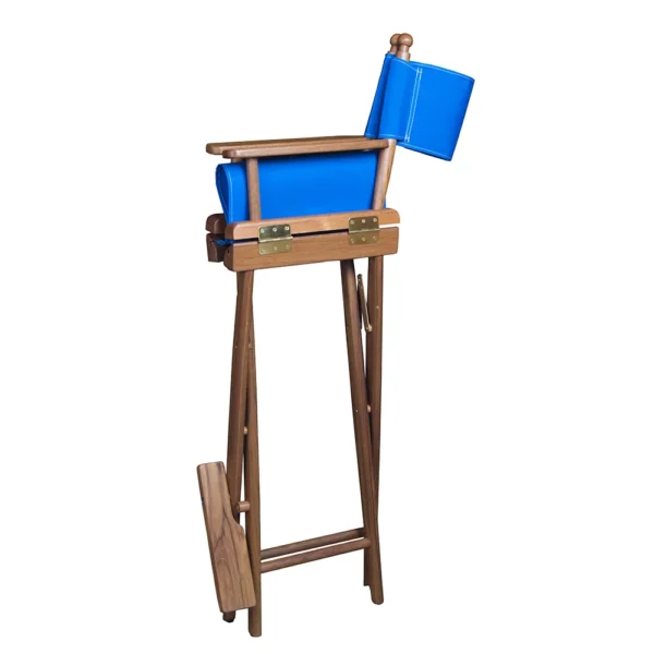 Whitecap Captain's Chair w/Blue Seat Covers - Teak - Image 2