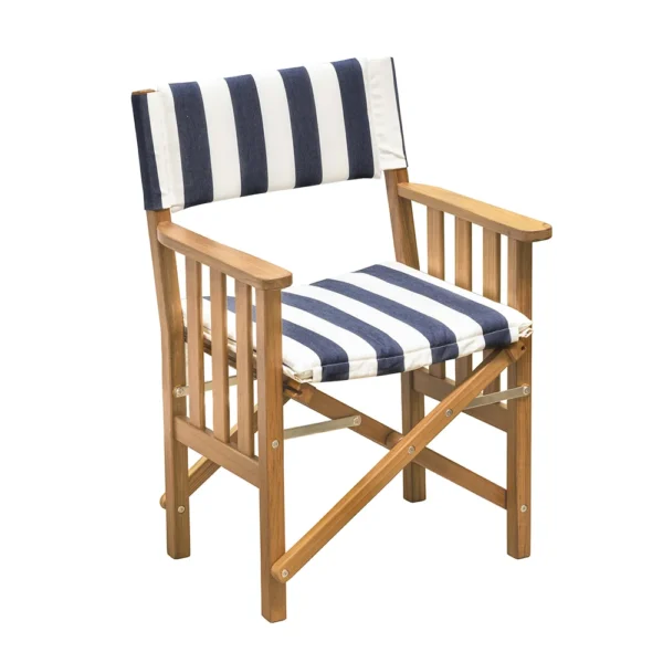 Whitecap Director's Chair II w/Navy & White Cushion - Teak