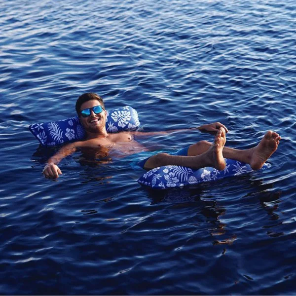 Aqua Leisure 4-In-1 Monterey Hammock Supreme XL 53" x 31.5" - Hibiscus Pineapple Royal Blue - Image 2