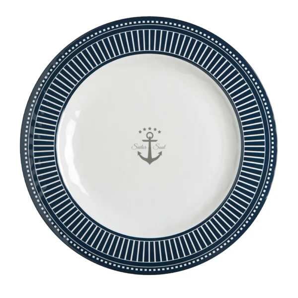 Marine Business Melamine Flat, Round Dinner Plate - SAILOR SOUL - 10" Set of 6