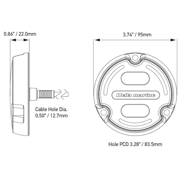 Hella Marine Apelo A2 Blue White Underwater Light - 3000 Lumens - Black Housing - Charcoal Lens w/Edge Light - Image 2