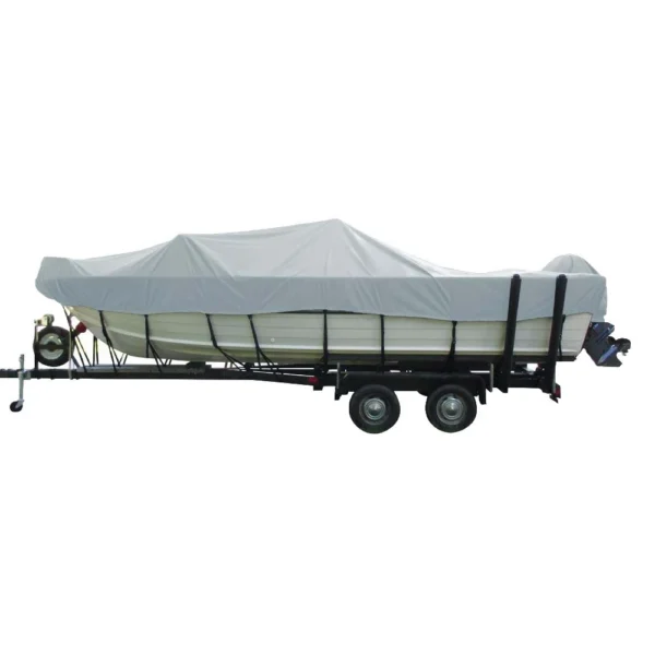 Carver Poly-Flex II Wide Series Styled-to-Fit Boat Cover f/18.5' Aluminum V-Hull Boats with Walk-Thru Windshield - Grey