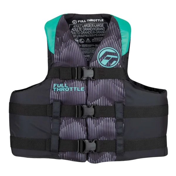 Full Throttle Adult Nylon Life Jacket - L/XL - Aqua/Black