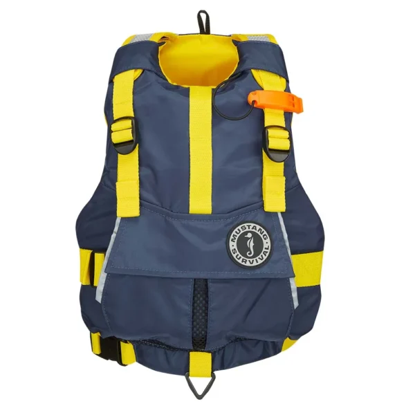 Mustang Youth Bobby Foam Vest - Yellow/Navy - Image 2