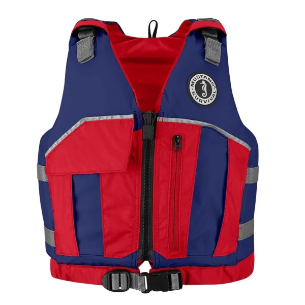 Mustang Youth Reflex Foam Vest - Navy Blue/Red - Image 2