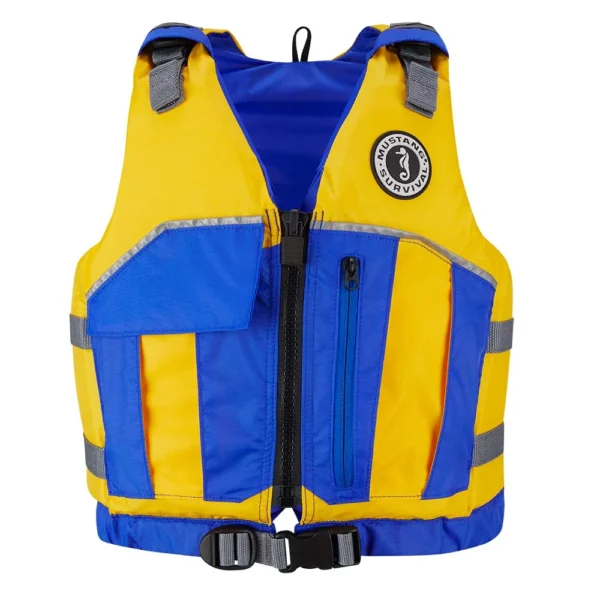 Mustang Youth Reflex Foam Vest - Yellow/Royal Blue - Image 2