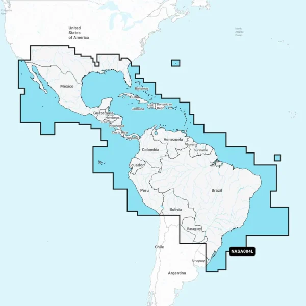 Navionics NASA004L - Mexico, Caribbean to Brazil - Navionics+