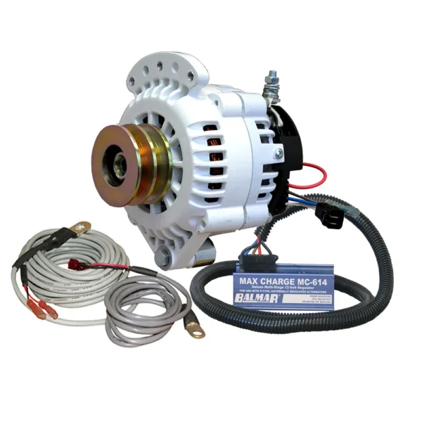 Balmar Alternator 120 AMP 12V 1-2" Single Foot Spindle Mount Dual Vee Pulley Regulator & Temp Sensor