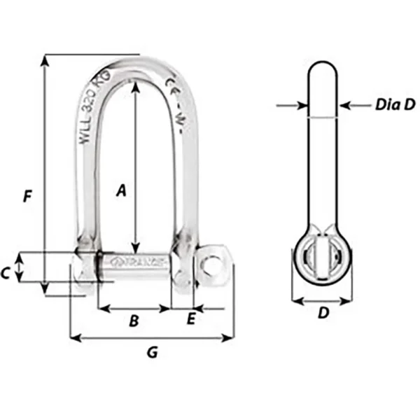 Wichard Self-Locking Long D Shackle - Diameter 4mm - 5/32" - Image 2