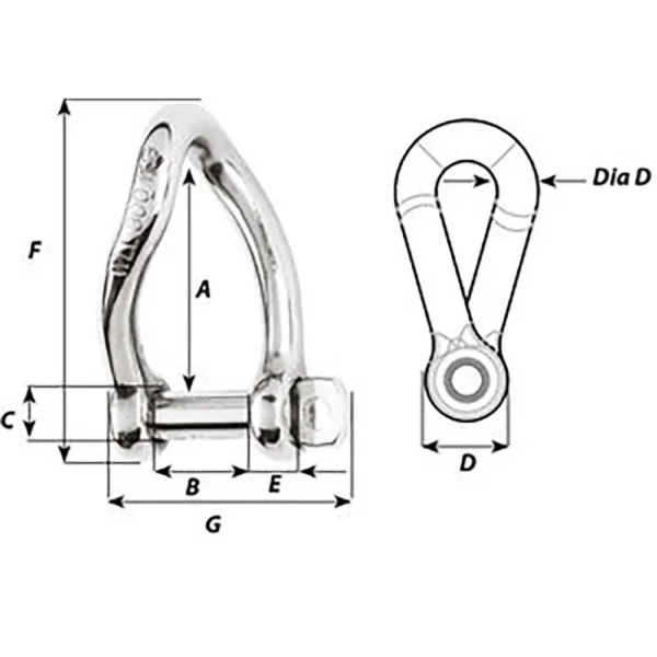 Wichard Self-Locking Twisted Shackle - Diameter 5mm - 3/16" - Image 2