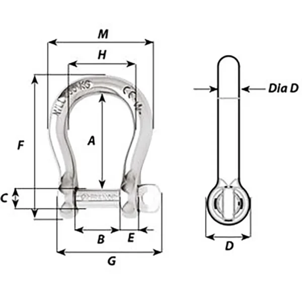 Wichard Self-Locking Bow Shackle - Diameter 4mm - 5/32" - Image 2