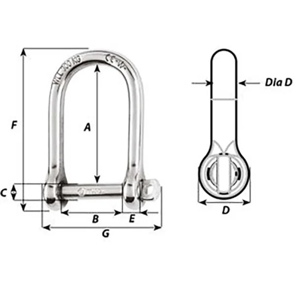 Wichard Self-Locking Large Shackle - Diameter 5mm - 3/16" - Image 2