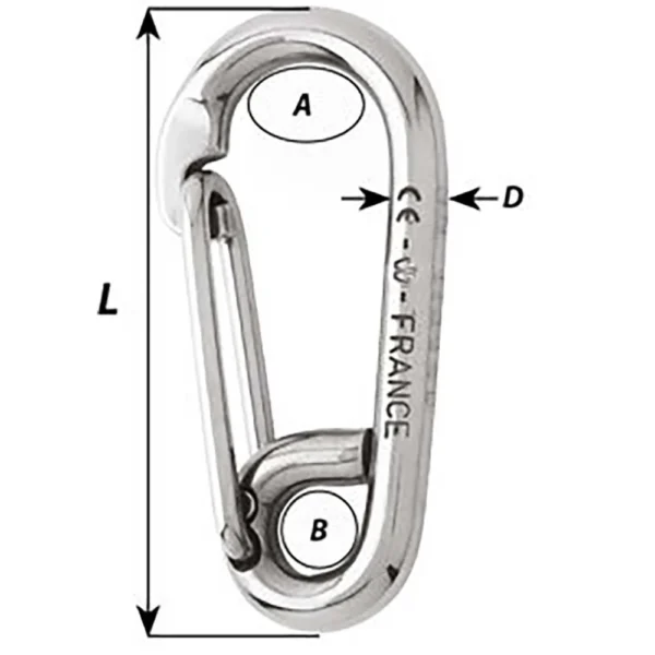 Wichard Symmetric Carbine Hook - Length 80mm - 5/16" - Image 2