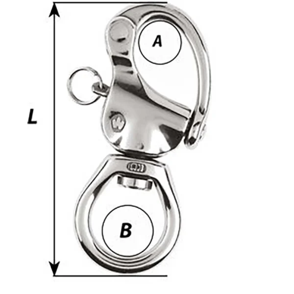 Wichard HR Snap Shackle - Large Bail - Length 80mm - Image 2