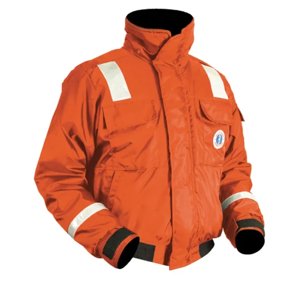 Mustang Classic Flotation Bomber Jacket w/Reflective Tape - Orange - XXL