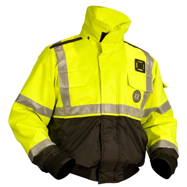 Mustang ANSI High Vis Flotation Bomber Jacket - Fluorescent Yellow/Green/Black - XL