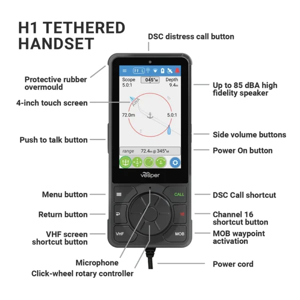 Vesper Cortex H1 Tethered Handset w/Non-Powered Cradle - Image 2