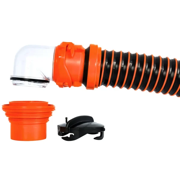 Camco RhinoEXTREME 15' Sewer Hose Kit w/ Swivel Fitting 4 In 1 Elbow Caps - Image 2