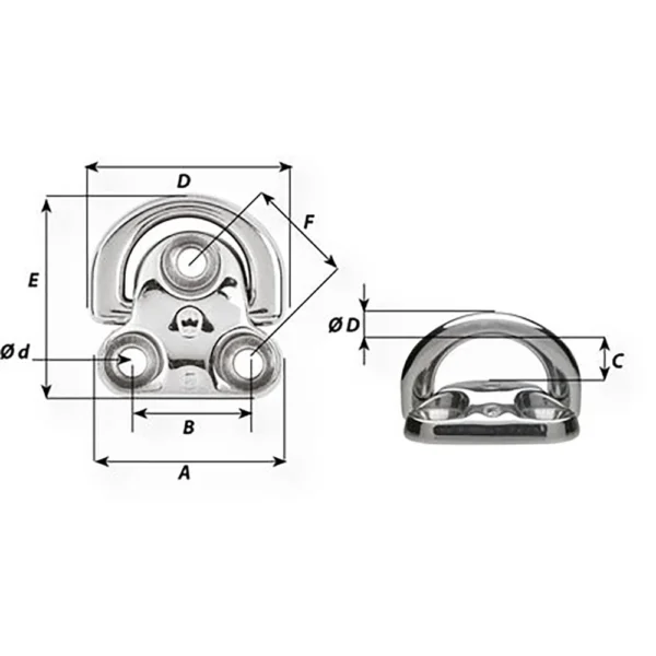 Wichard Folding Pad Eye - Diameter 5/16" - Image 2