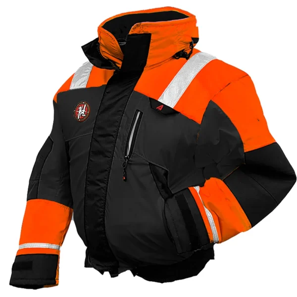 First Watch AB-1100 Flotation Bomber Jacket - Hi-Vis Orange/Black - Small