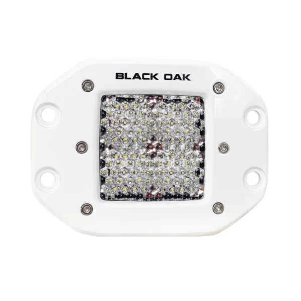 Black Oak 2" Marine Flush Mount LED Pod Light - Diffused Optics - White Housing - Pro Series 3.0