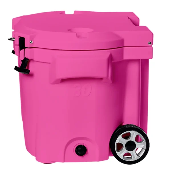 LAKA Coolers 30 Qt Cooler w/Telescoping Handle & Wheels - Pink - Image 5