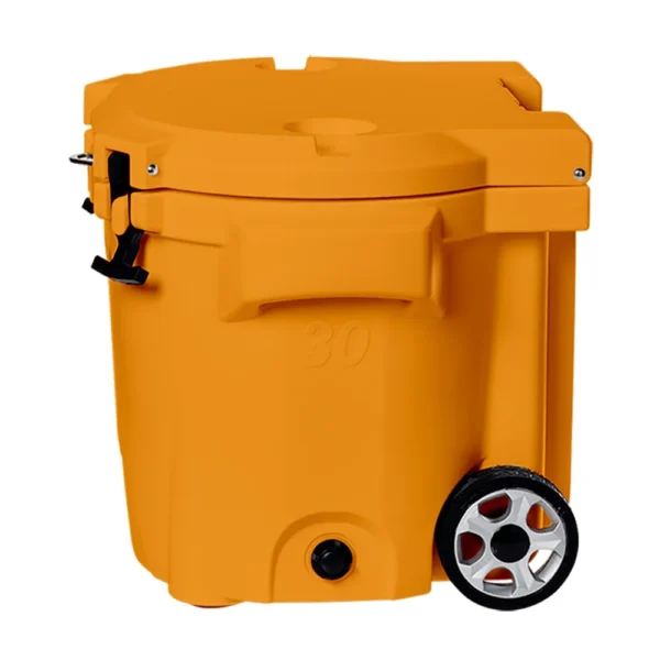 LAKA Coolers 30 Qt Cooler w/Telescoping Handle & Wheels - Orange - Image 5