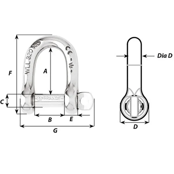 Wichard Self-Locking D Shackle - 12mm Diameter - 15/32" - Image 2