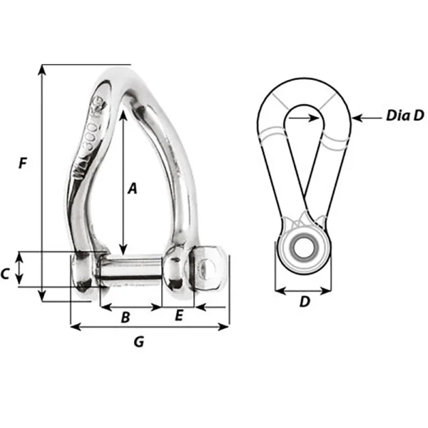 Wichard Self-Locking Twisted Shackle - 10mm Diameter - 13/32" - Image 2