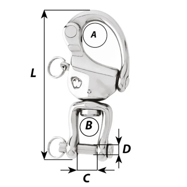 Wichard HR Snap Shackle With Clevis Pin Swivel - 120mm Length - 4-23/32" - Image 2