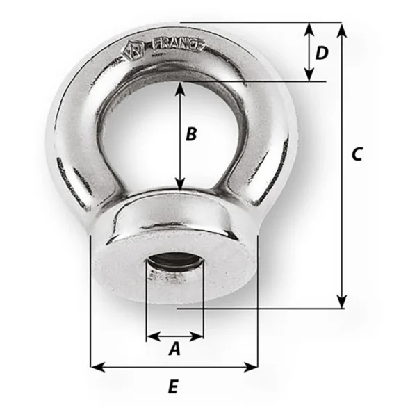 Wichard 6mm Eye Nut - 1/2" Diameter - Image 2