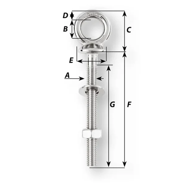 Wichard Eye Bolt - M10 x 150mm - Length 100mm - Image 2