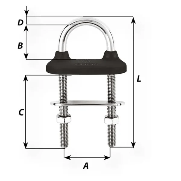 Wichard Black Watertight U-bolt - 5mm Diameter - 13/64" - 60mm Length - 2-23/64" - Image 2