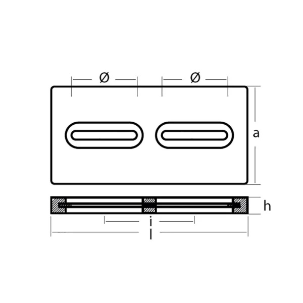 Tecnoseal Rectangular Zinc Plate Anode w/Inserts - 12" x 6" x 1" - Image 2