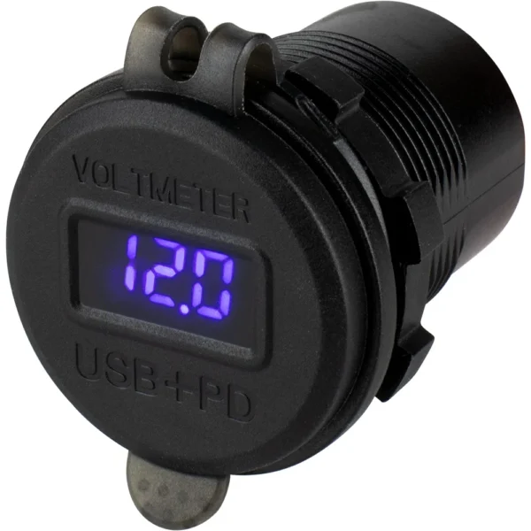 Sea-Dog Round USB & USB-C Power Socket w/Hidden Voltmeter - Image 2