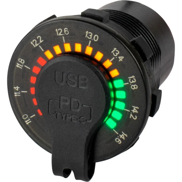 Sea-Dog Round Rainbow Voltmeter w/USB & USB-C Power Socket - Image 2