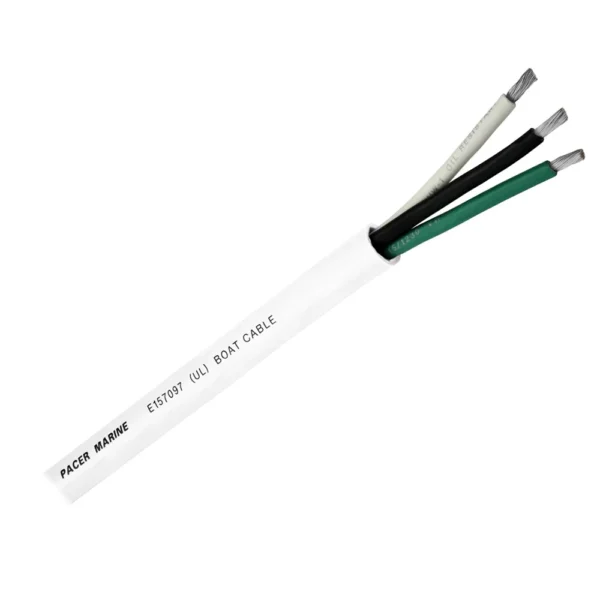 Pacer Round 3 Conductor Cable - 500' - 16/3 AWG - Black, Green & White