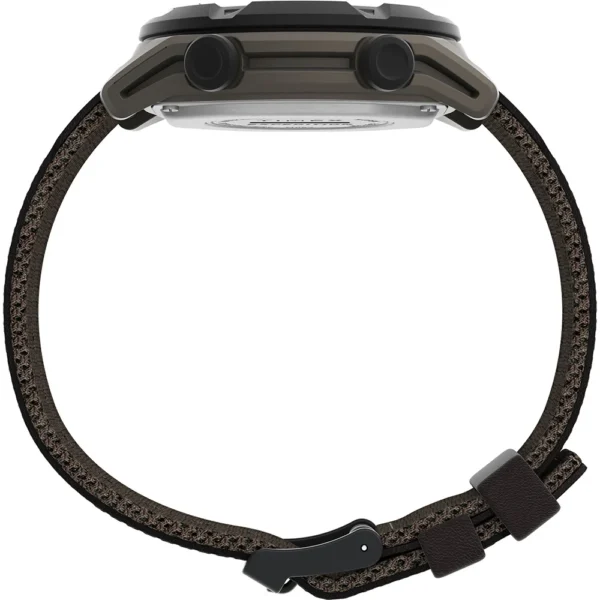 Timex Expedition Trailblazer Activity Tracker + HR - Brown Resin Case - Brown Leather w/Brown Fabric Strap - Image 2