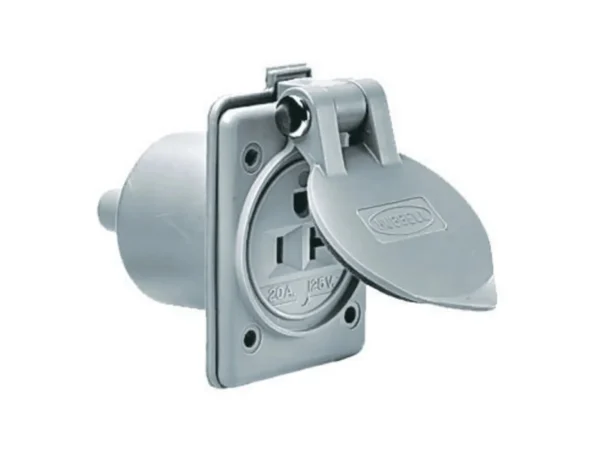 Hubbell HBL61CM65 20 Amp 124v 2 Pole 3 Wire Gray Outlet