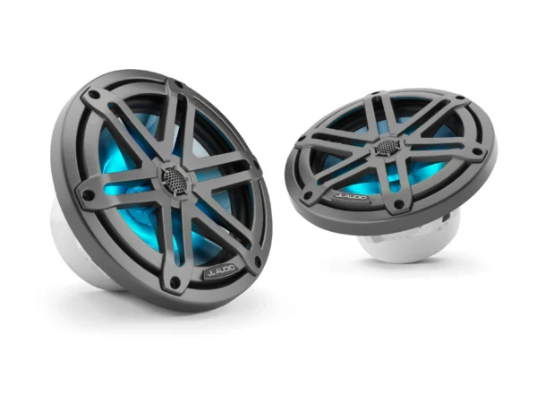 JL Audio M3 7.7in Coaxial Speakers Gray Sport Grille with RGB LED