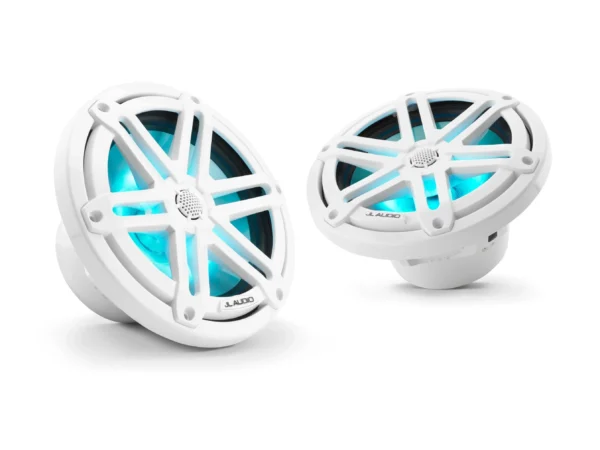 JL Audio M3 7.7in Coaxial Speakers White Sport Grille with RGB LED